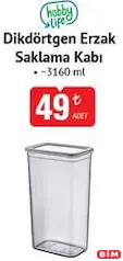 HOBBY LİFE DİKDÖRTGEN ERZAK SAKLAMA KABI 3160 ML